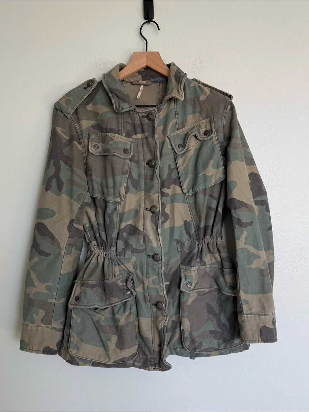 Free People Not Your Brother's Green Camo Print Surplus Jacket